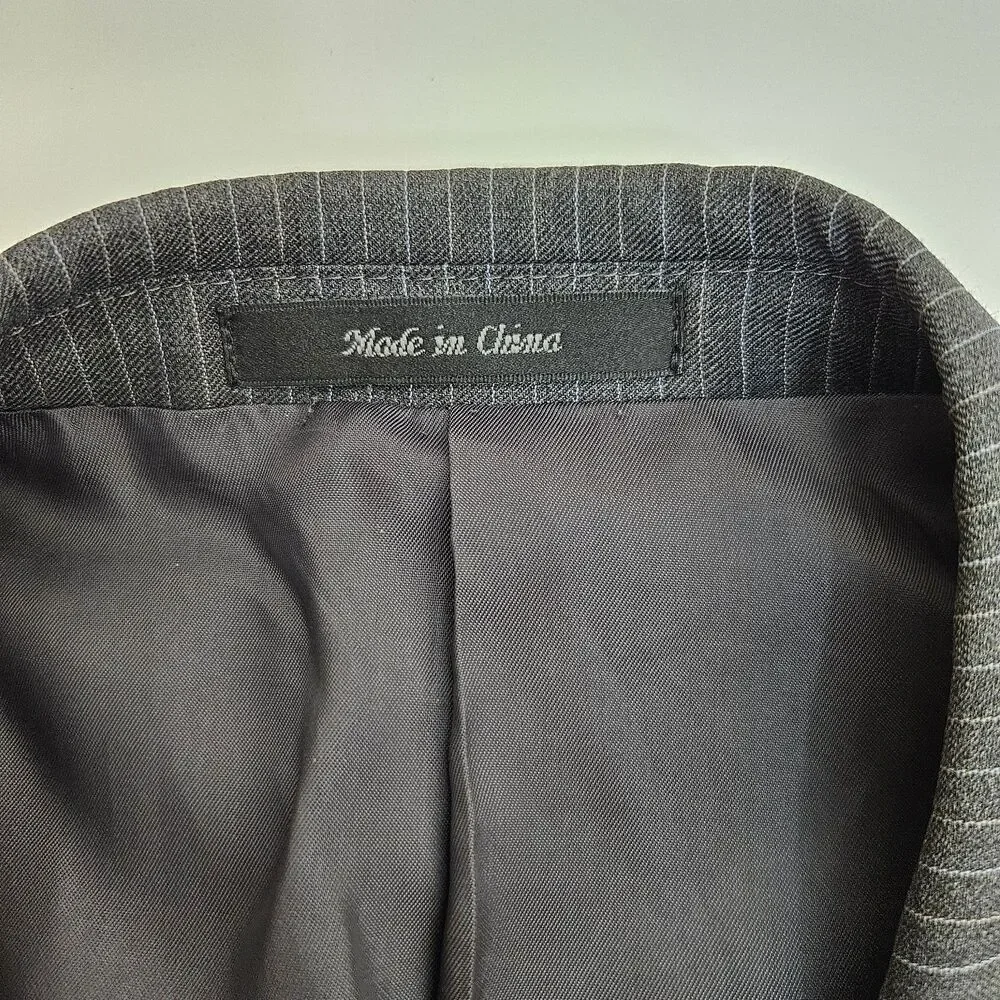 Ralph Lauren Mens Blazer 42R Gray 2 Button 100 Wool Pinstripe Jacket Green Label